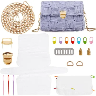 DIY Knitting Crochet Bags Kit Acrylic Yarns Weaving Bag Making Materials Blank Mesh Plastic Canvas Sheets for Embroidery Cross
