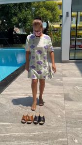 รองเท้าผู้หญิงเเบบเเตะสวมส้นเตารีด No. FD-673 NE&NA Collection Shoes