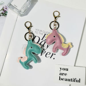 Fashion PU Leather PU Horse Keychain Lovely Car Keyring Carrying on Money Pocket Bag Animal  Pendant