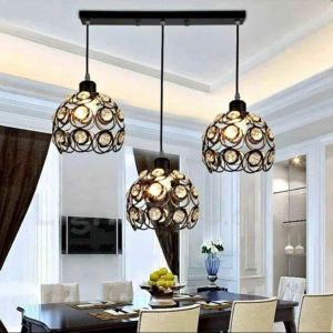 kap lampu gantung full ring full kristal 3in1 kap lampu hias gantung