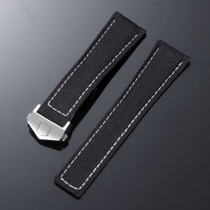 20mm 22mm Vải Nylon Dây Đeo Đồng Hồ Bằng Da Màu Đen Gấp Khóa Vòng Đeo Tay Cho Tag Heuer CARRERA AQUARACER Nam Tương Thích Dây Đeo Đồng Hồ
