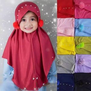 Hijab Anak TK Maryam Mutiara / Hijab Anak TK Kekinian / Hijab Anak TK Ped Mutiara Pompom / Jilbab Anak Karakter / Jilbab Anak Perempuan / Jilbab Anak Jersey / Kerudung Anak TK / Bergo Anak Jersey / Bergo Anak TK/ Khimar Anak