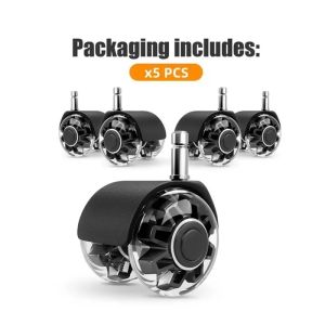 5PCS Universal Mute Wheel Office Chair Caster Swivel Rubber Soft Safe Rollers Furniture Hardware Chair Wheels for Desk Office