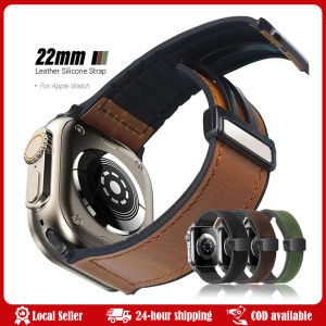 Leather strap for Apple Watch Series 9/8/7/6/5/4/3/2/1/SE Leather Metal Linker strap for 42mm 40mm 41mm 44mm 45mm womens strap Sport Fashion Design Magnetic Series Wristband Buckle Ultra Soft Loop Smartwatch Elastic Watch Strap Leather Band Apple Iwatch
