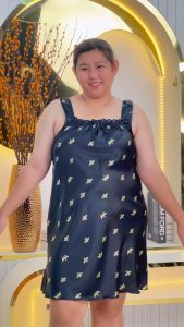 ชุดนอนเดรส สายเดี่ยว สาวอวบสาวอ้วน พลัสไซส์ BigSize 2XL 4XL ลายดอกน่ารักๆ สายเอี่ยม ราคาไม่แพง จัดส่งเร็ว Q341+