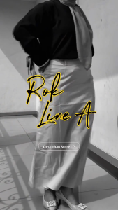 Desulthan Store | Rok Line A Pinggang Karet Formal Wanita Bahan Capri Import Ukuran Standard & Jumbo