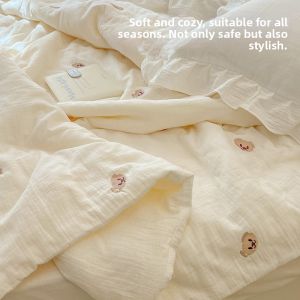 SHAYA | Chăn Mùa Hè Bằng Cotton Có Thể Giặt Máy với Thiết Kế Thêu Lưới Hai Lớp