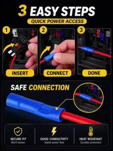 Mini Small Medium Size Car Fuse Tap Holder Add-a-circuit TAP Adapter Micro Mini Standard ATM Blade Fuse Tap