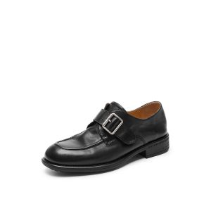 Washed Oxford Shoes Womens Chunky Heel Loafers Fashionable round Toe Leather Upgraded Version Comfortable Spring Shoes