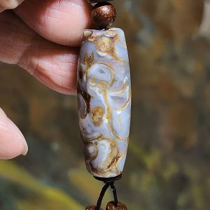 39.5mm Tibetan Shankha fossil Natural Eyes Dzi pendant 藏传天眼法螺天珠