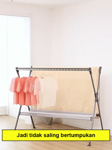 Baru Jemuran Baju stainless steel 130-230cm Tempat jemuran baju lipat Jemuran Hanger Portable