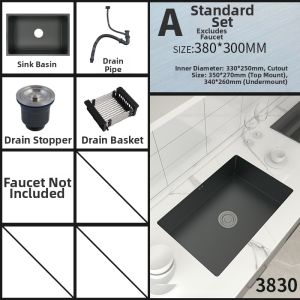 Black Stainless Steel Single Basin Undermount Sink