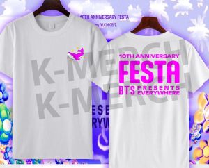 kaos t shirt bts k pop korean bangtan 10 th anniversary bts festa present everywhere