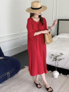 New Summer Chinese Style Cotton Silk Sleep Dress Womens plus Size Gauze Dress Hollow out round Neck Short Sleeve Dress