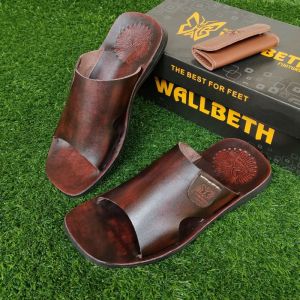 sandal pria selop full kulit sol karet wallbeth