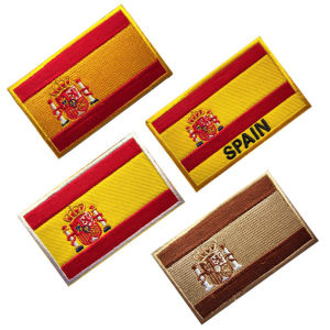 Spain Flag Embroidered Patch on Clothes Tactical Military Accessories Hook Loop Patches Backpack Morale Badge Applique Fastener