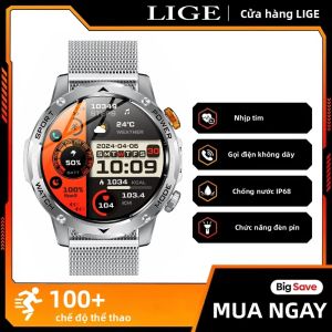 LIGE | Đồng Hồ Thông Minh Thể Thao Nam LIGE 2026 Với Pin 1000mAh Hỗ Trợ Gọi Bluetooth Chống Nước Theo Dõi Nhịp Tim Và Giấc Ngủ