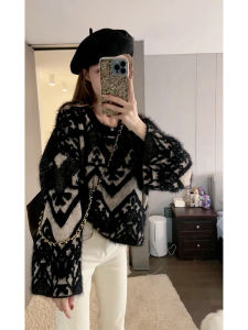 Design Retro Fashion Comfortable Water Vole Fur Loose Sweater Women