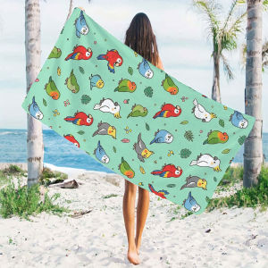 Cartoon Parrot Leaves Beach Towels Ultra Lightweight Quick Drying Super Absorbent Summer Essential Fast-Drying Towel for Beach