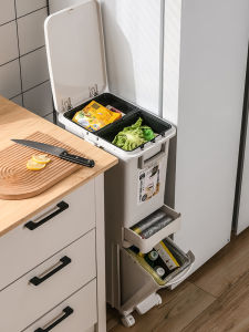 Jeko&Jeko | Home Use Tight Space Kitchen Rubbish Bin with Lid Large Capacity Dry Wet Separation High Model