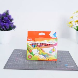 Deli krayon lilin12 Warna Label Melingkar menjaga tangan tetap bersih EC20800 EC20900