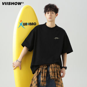 Áo Thun Cotton Thoáng Khí in Chữ Cổ Điển Mùa Hè 2025 Phong Cách Đường Phố Rộng Rãi Thường Ngày Cho Nam