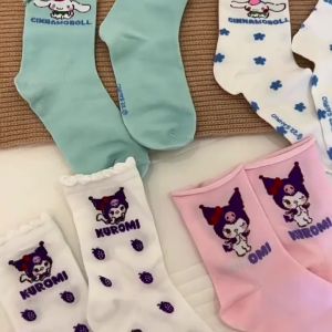 Baby Shine Kaos Kaki Anak Panjang Kaus Kaki Anak Perempuan Motif Kuromi Sanrio 6-13 Tahun