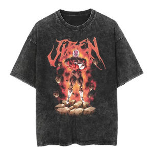 Bandai | New Dragon Ball Anime Cartoon Printed Water Washed Vintage Short Sleeved T-shirt for Men and Women Loose Casual Sports