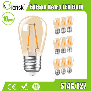 10pcs E27 LED Plastic String Light Bulbs 1W 2W Shatterproof LED Filament Bulb 220V Warm White Waterproof Light Bulbs For Patio Outdoor Decor