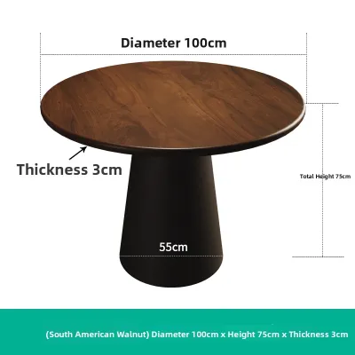Vintage French Style Solid Walnut Round Dining Table with Lazy Susan