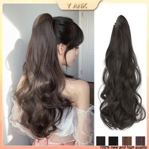 YAN 55CM Fashion Hair Wigs Long Curly  Hair Wig Claw Clip Extensions Ponytail Wigs