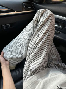 Quần Dài Nam Kẻ Sọc Mát Mẻ Mùa Hè Quần Dài Ống Đứng Thường Ngày Quần Ống Rộng Quần Ống Rộng Phong Cách Hàn Quốc