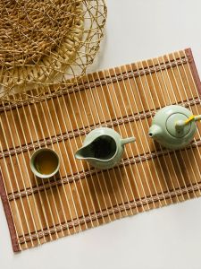 Retro Chinese Style Tea Ceremony Mat Bamboo Material Heat Insulation Dry Pounding Table Edged Design Dining Pad Tea Tray