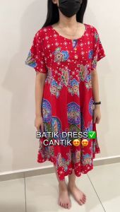 BATIK DRESS NIGHTY WOMEN/BAJU TIDUR BATIK DRESS SIZE BESAR GOOD QUALITY READY STOCK