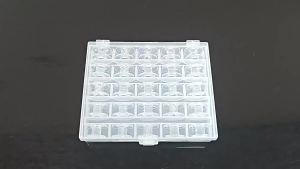 25 Empty Sewing Bobbins with Plastic Storage Box
