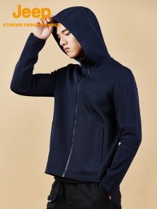 Jeep | Jeep Mens Knitted Hooded Open Cardigan Casual Breathable Jacket Fashionable Top Windproof Autumn Wear Polyester 100%