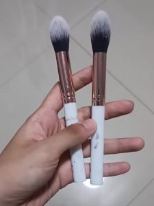 2Pcs Flame Blush Brush Set Marble Handle Precision Makeup Brushes Soft Flawless Blend Cosmetic Brush for Blush Contour Daily M