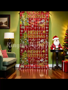 1x2 Meters Merry Christmas Block Foil Curtain Square Banner Background Christmas Party Photo Backdrop Party Decor Needs
