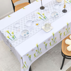 New 2025 Waterproof Oil-resistant Easy-care Luxury Rectangular PVC Tablecloth for Dining Table Tea Table Home Use Wash-free
