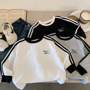 Spring Autumn Long Sleeve Childrens Base Shirt New Fashionable Korean Style Boys T-Shirt Cotton Polyester Blend Baby Clothes