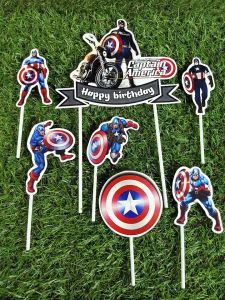 Topper Cake kapten amerika hiasan kue ulang tahun captain happy birthday
