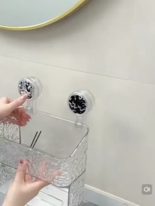OHHDEER Double-Layer Wall-Mounted Frosted Storage Box with Tissue Holder With Strong Suction Cup