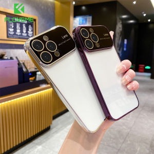 FLOVEME Luxury Large Window Phone Case For iphone 14 13 12 11 Pro Max Plating Transparent Full Protection Soft TPU Shockproof Back Cover For iphone 14 13 12 11