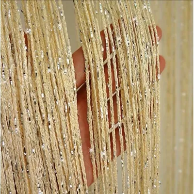 Tirai Benang Glitter cream 100x200cm tirai dekorasi