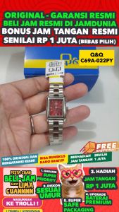 JAM TANGAN Q Q WANITA ORIGINAL QNQ C69 A022PY Q&Q C69A-022PY WOMEN NG - SILVER DIAL RED - STAINLESS - JAM DUNIA JD18 # JAM TANGAN WANITA + JAM TANGAN QQ C69 022PY JAM TANGAN QNQ C69 A022PY JAM TANGAN Q&Q C69A-022PY S003