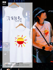Pure Cotton No Sleeve T-Shirt Mens Cool Concert Tourist Casual Loose Fit round Neck Heat Transfer Printed Summer Fashion
