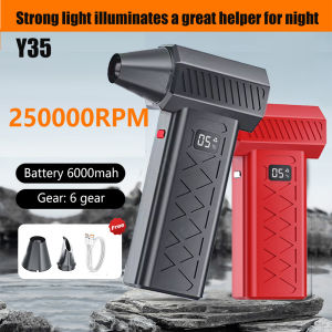 Y35 Powerful Air Blower 250000RPM High-Speed Portable 6000mAh Rechargeable 6 gear Typhoon Wind Type-C Charging Camping Fan