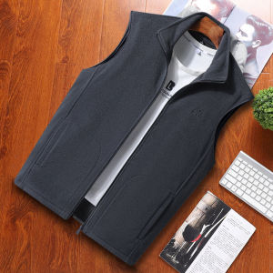 Gi Lê Mùa Xuân Thu Nỉ Hạt Áo Khoác Áo Hoodie Không Tay Cổ Đứng Nam Mẫu Mới Áo Thể Thao Thời Trang Thêu