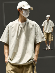 SZON | Áo Thun Nam Mỹ Phong Cách Rộng Rãi Tay Ngắn Màu Đơn Giản Nhanh Khô