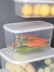 10Pcs Transparent Food Sealed Storage Box Freezer Food Container with Cover Kitchen Fruit Vegetable Fresh-Keeping Box Refrigerator Meat Crisper Box Fridge Organizer Sub-Packed Box